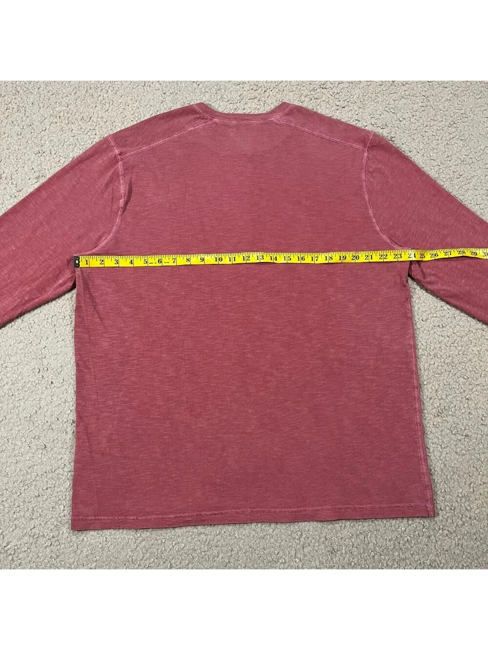 J.Crew Mens Garment Dyed Red Long Sleeve Henley T Shirt Size XL